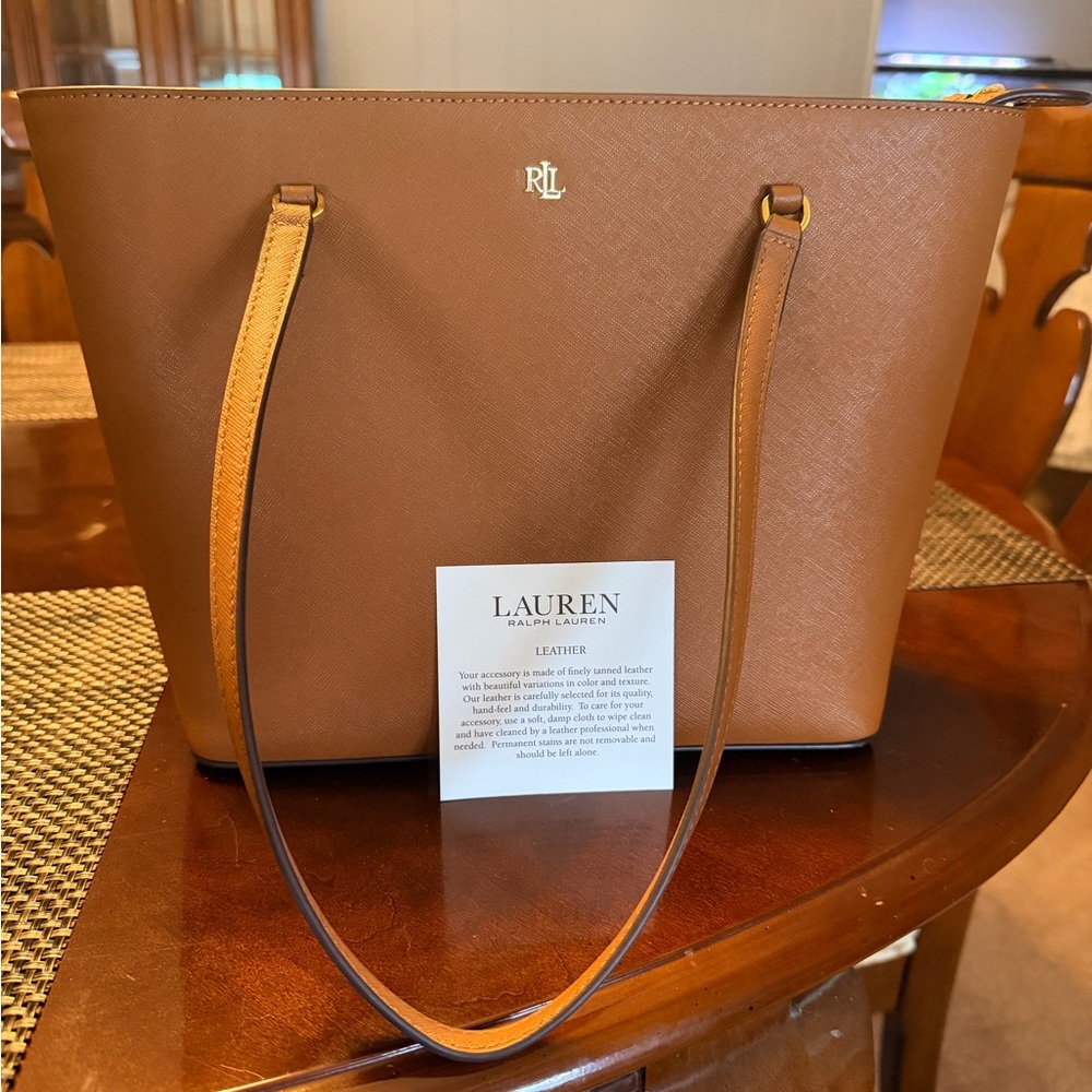Lauren Ralph Lauren Brown Leather Tote